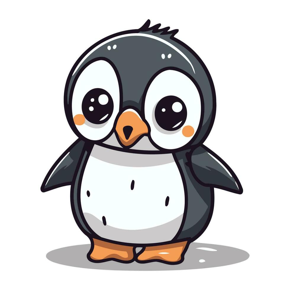linda pingüino personaje dibujos animados vector ilustración. linda dibujos animados pingüino.