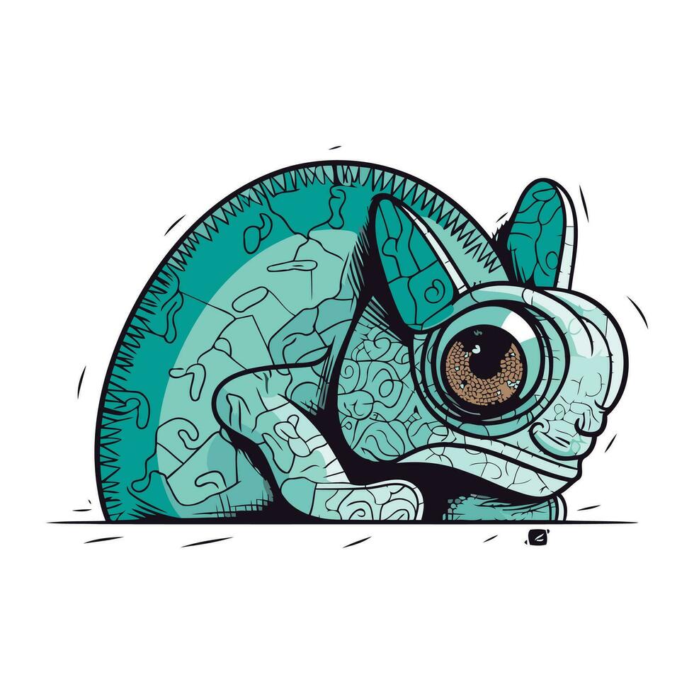 Cute cartoon Chameleon. Vector illustration isolated on white background.