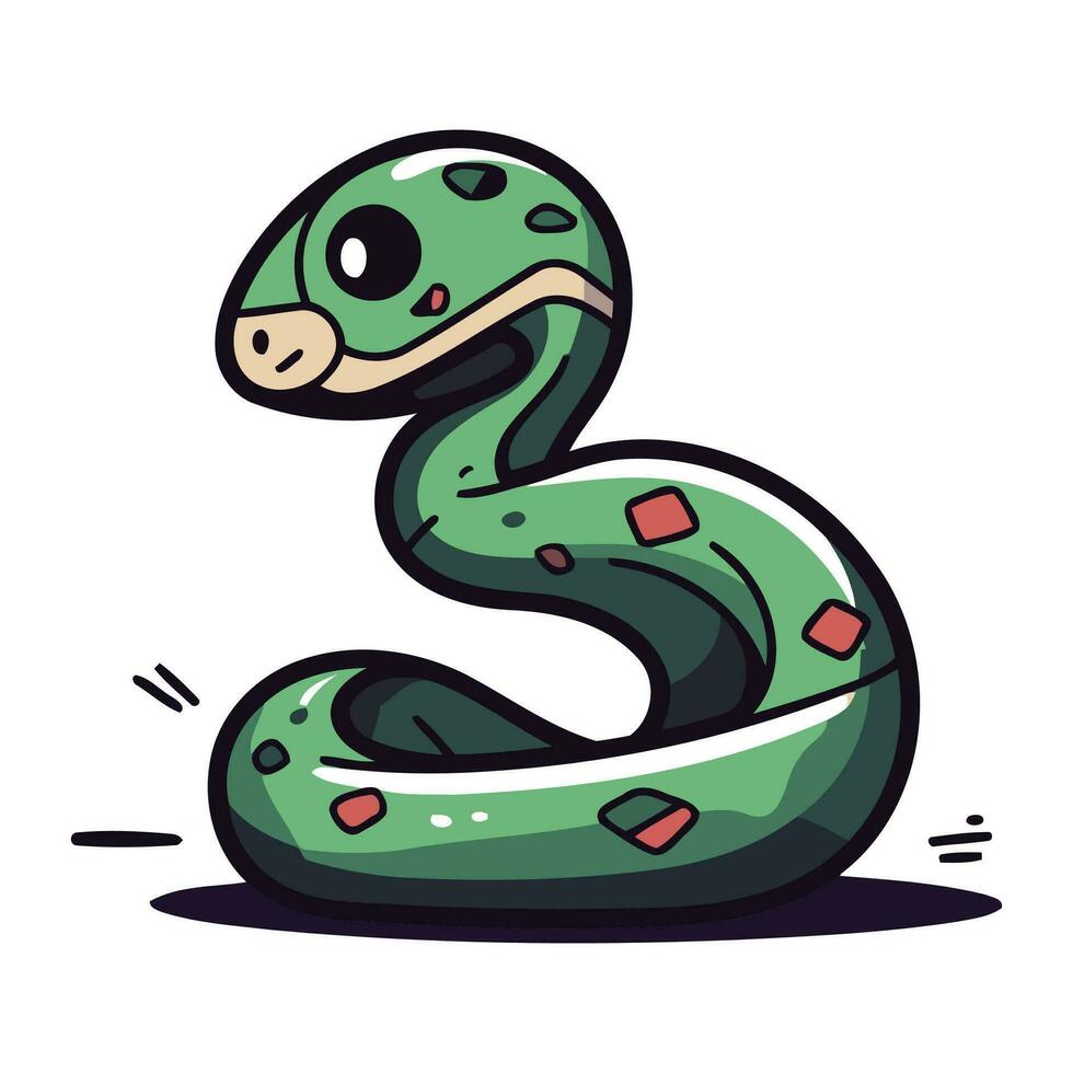 dibujos animados verde serpiente aislado en un blanco antecedentes. vector ilustración.