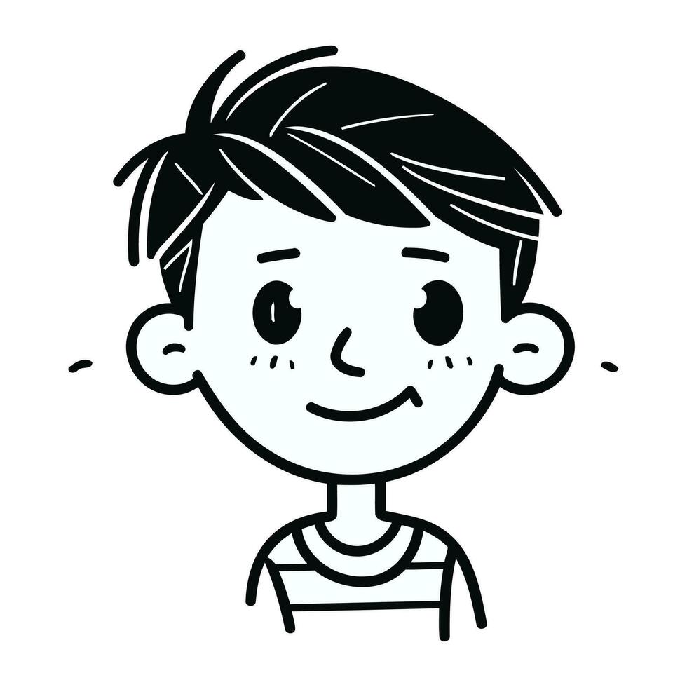 linda pequeño chico cara dibujos animados personaje vector ilustración grueso línea estilo icono