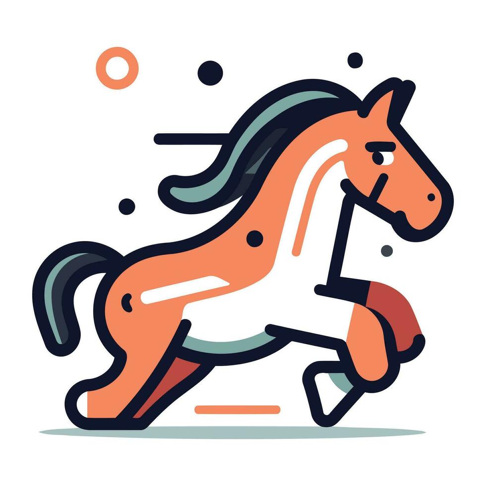 Horse vector illustration. flat style design. modern colorful lineart icon