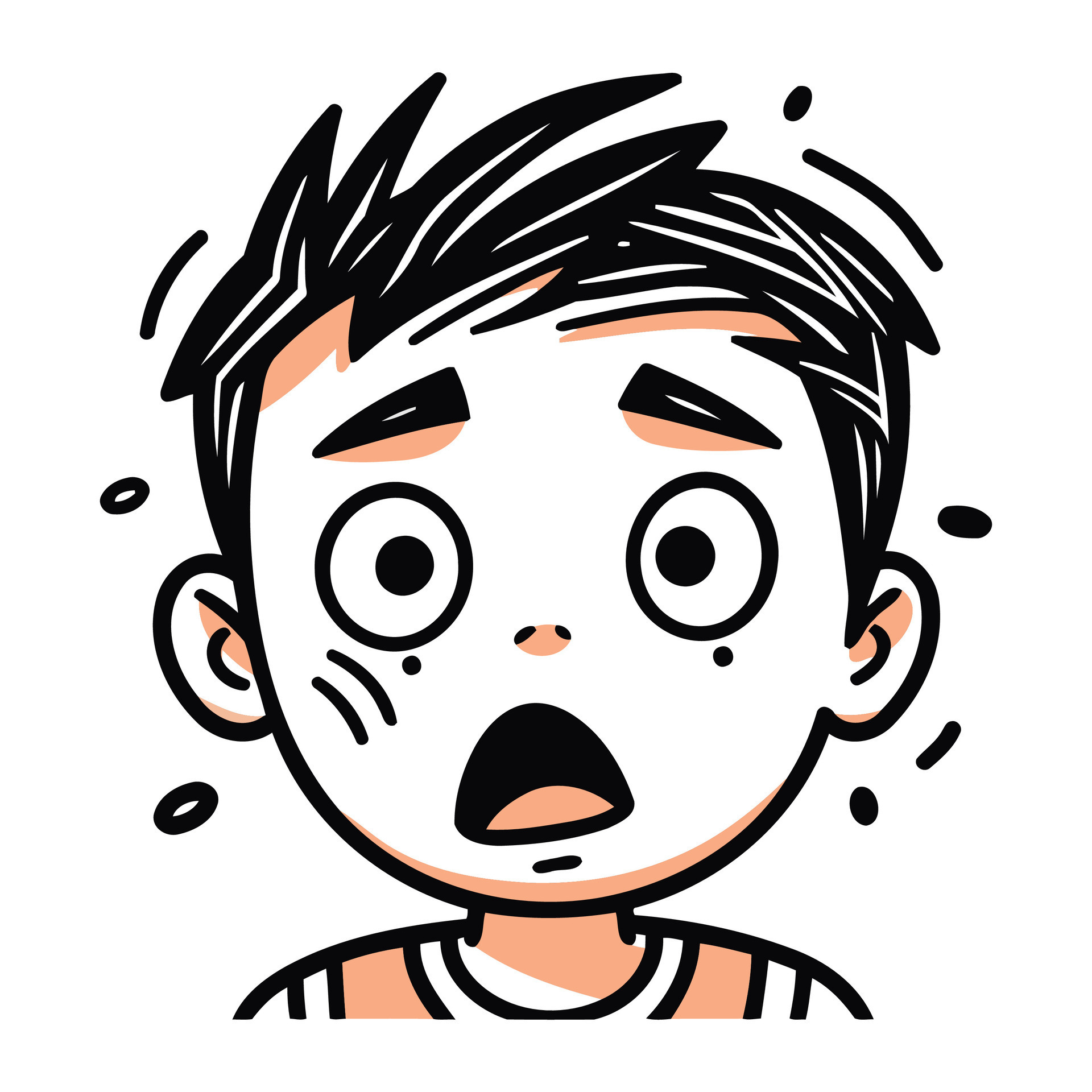 Scared Face Boy Clip Art - Scared Face Boy Image