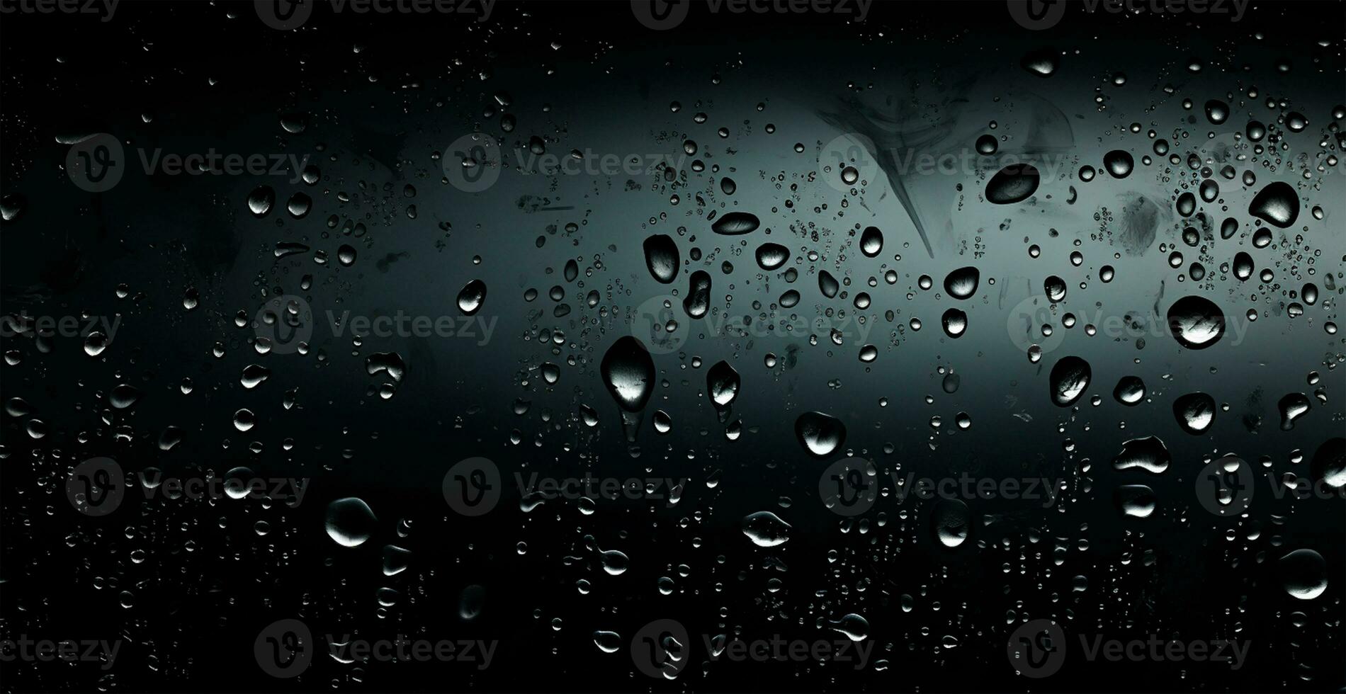 Full frame of water drops sliding on a black wet surface - AI generated image photo