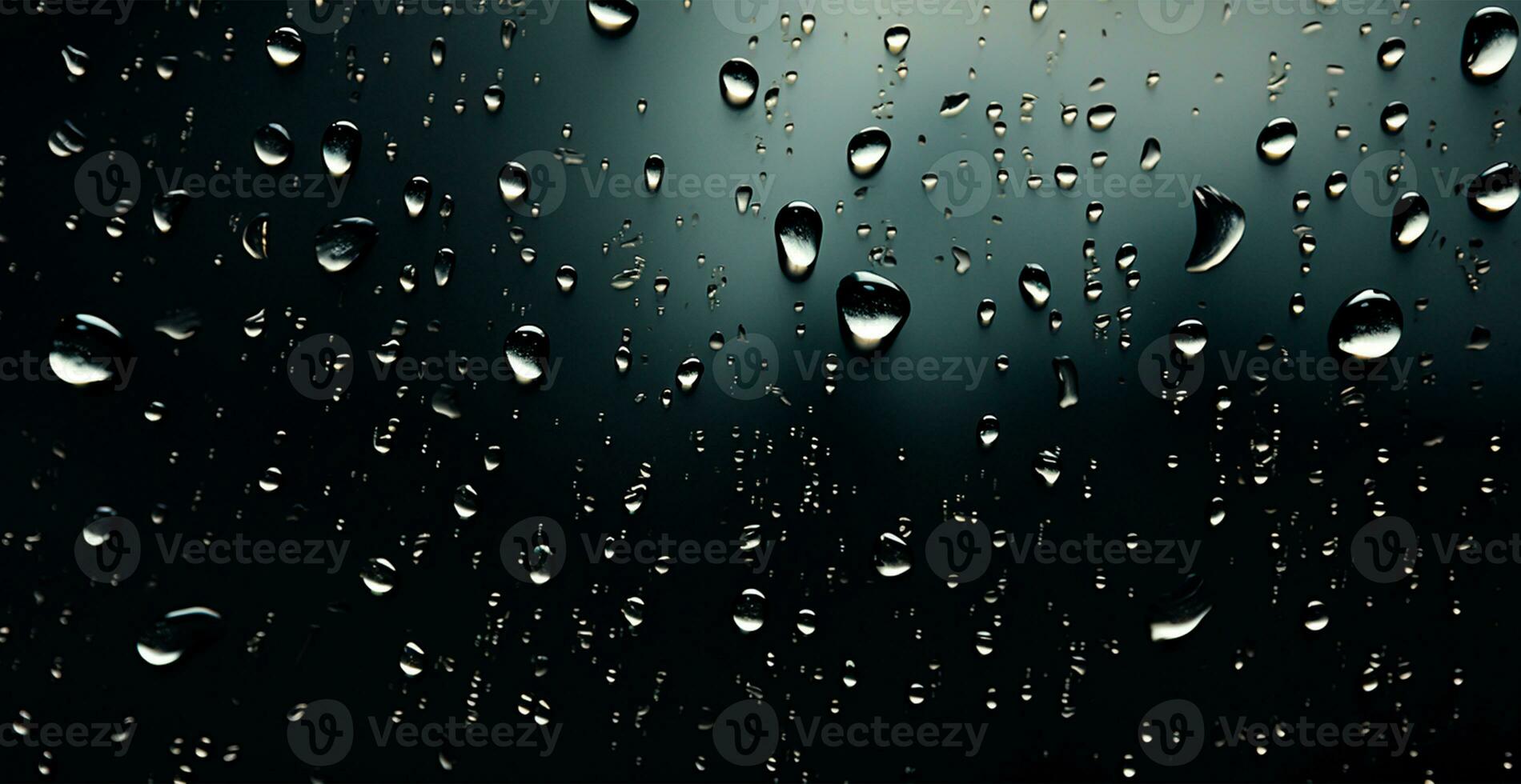 Full frame of water drops sliding on a black wet surface - AI generated image photo