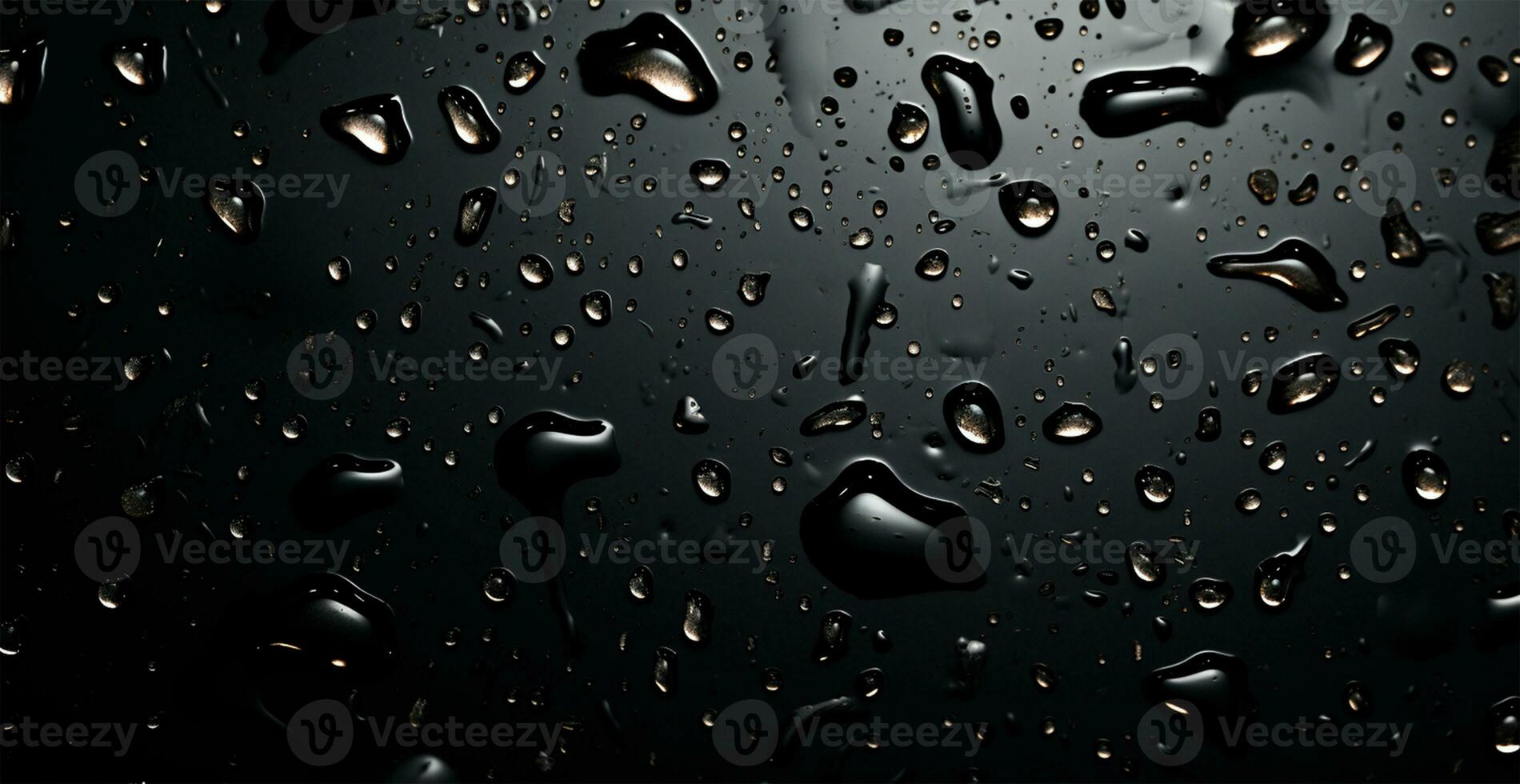 lleno marco de agua gotas corredizo en un negro mojado superficie - ai generado imagen foto