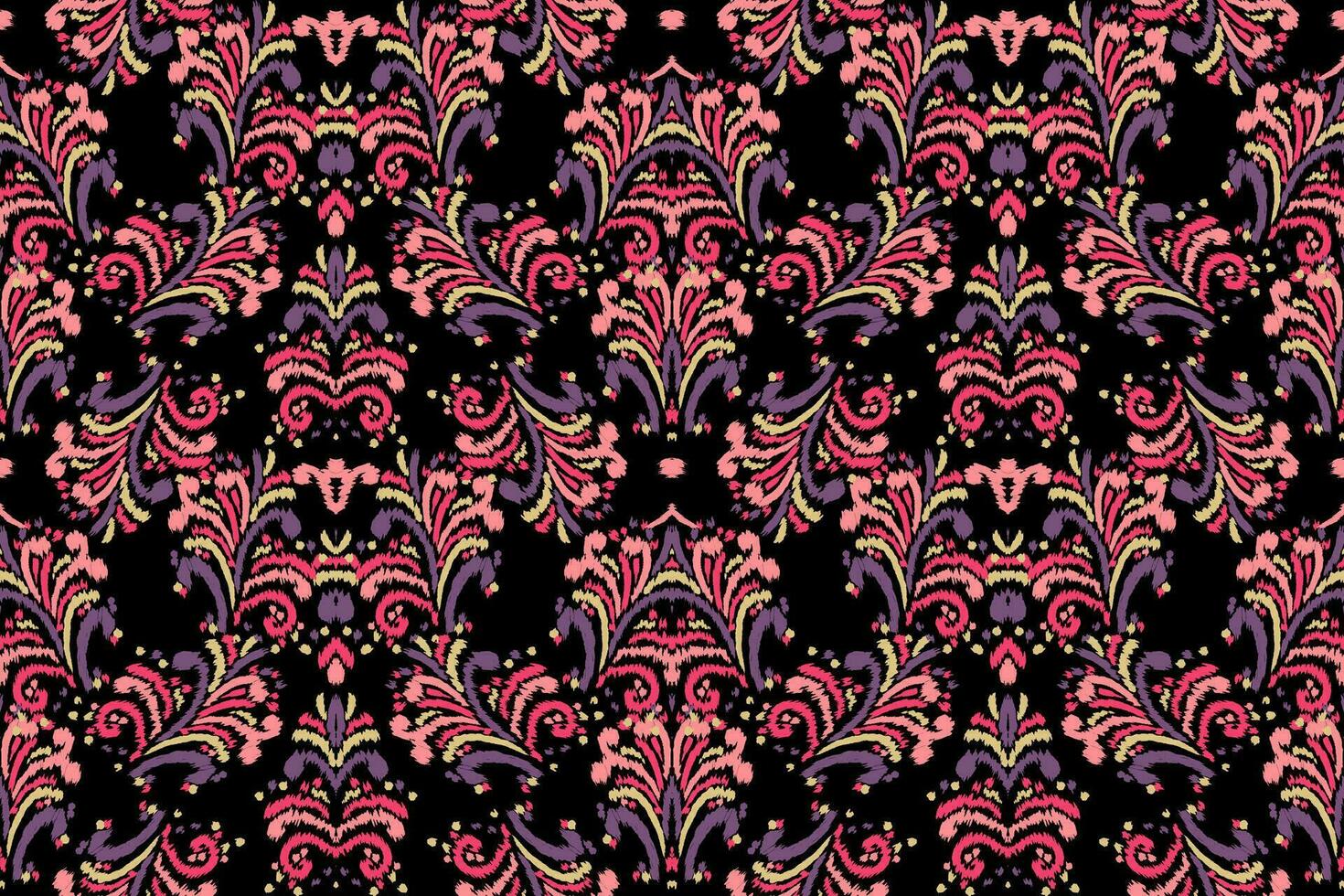 floral Clásico sin costura modelo para retro fondos de pantalla encantado Clásico flores letras y artesanía movimiento inspirado. diseño para envase papel, fondo de pantalla, telas y Moda ropa. ikat modelo. vector