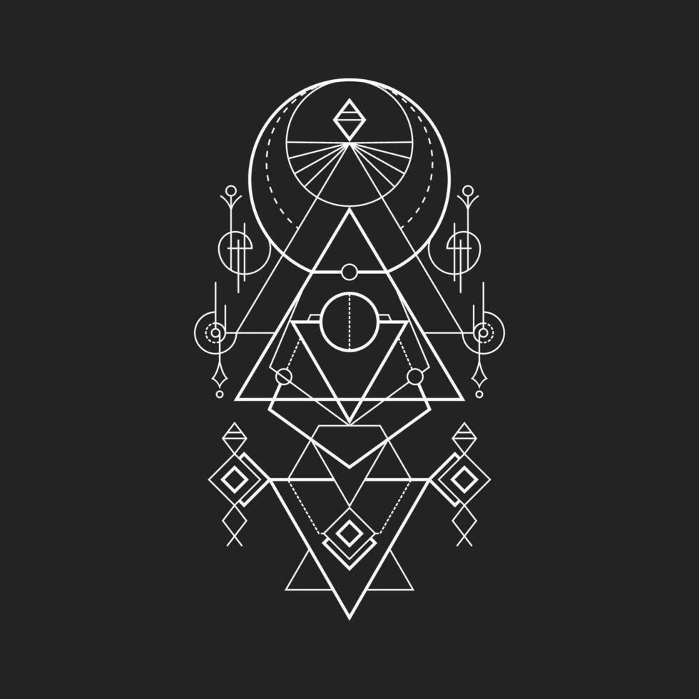 Diamond light inside moon geometry vector