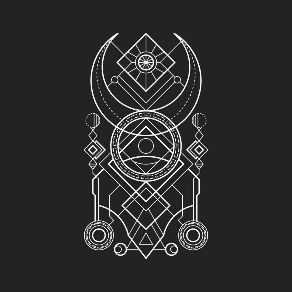 Diamond Moon Geometry Magic Spell vector