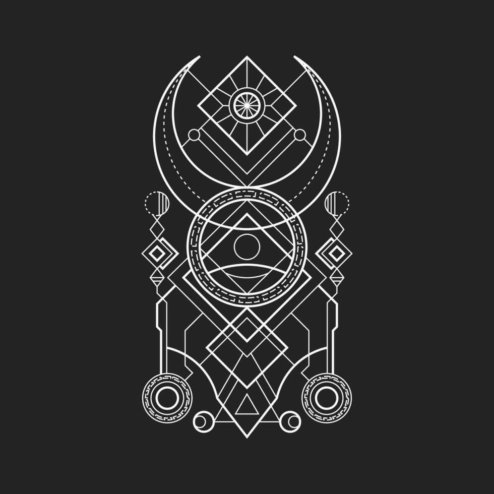 Diamond Moon Geometry Magic Spell vector