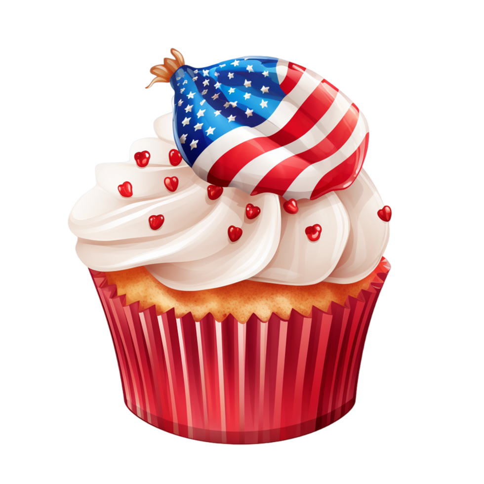 American patriotic themed cupcakes with flag Ai Generative png
