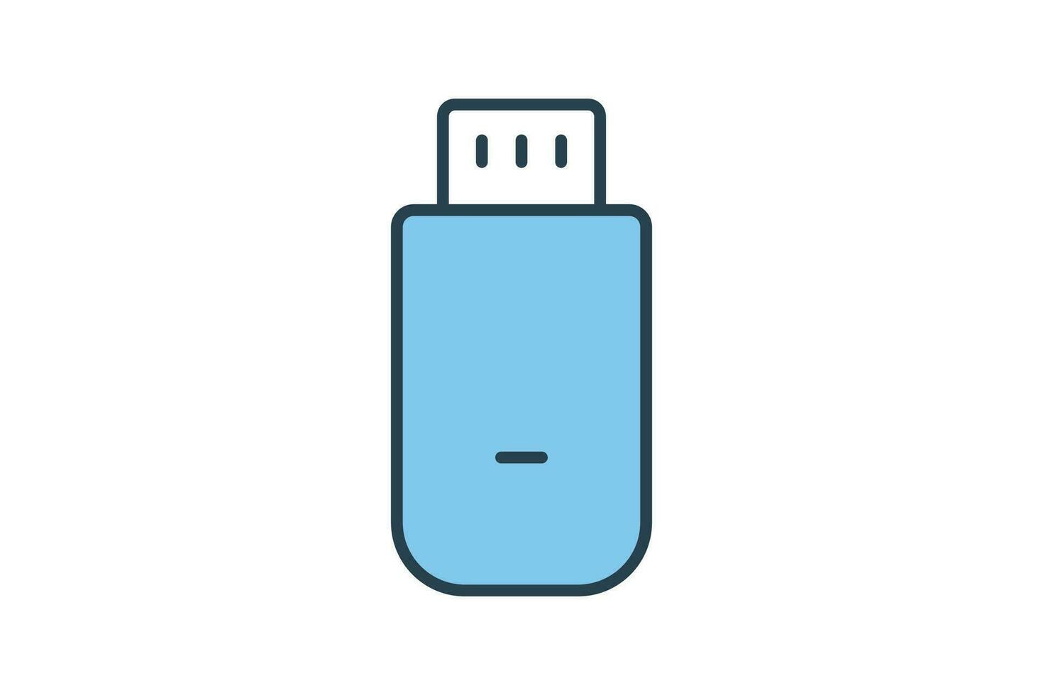 usb icon. icon related to device, computer technology. flat line icon style. simple vector design editable