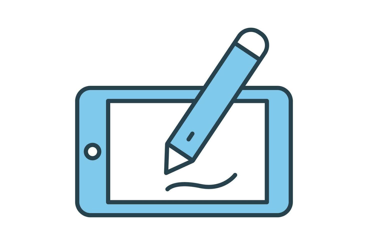 graphic tablet icon. icon related to device, computer technology. flat line icon style. simple vector design editable