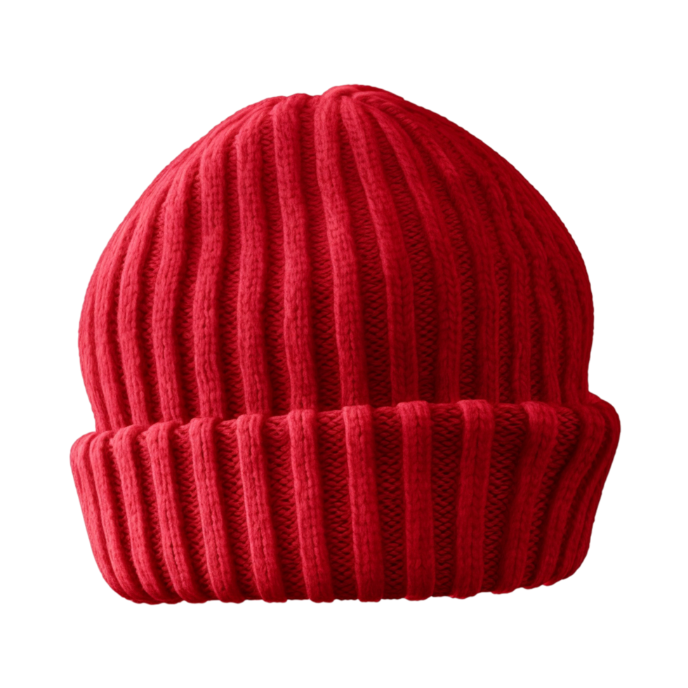 Red knitted wool hat Ai Generative png