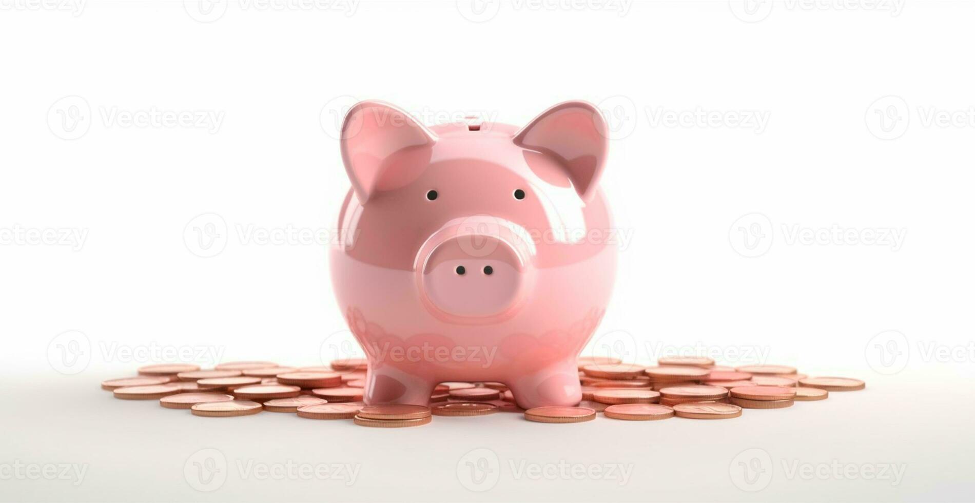 Pink piggy bank, saving money - AI generated image photo