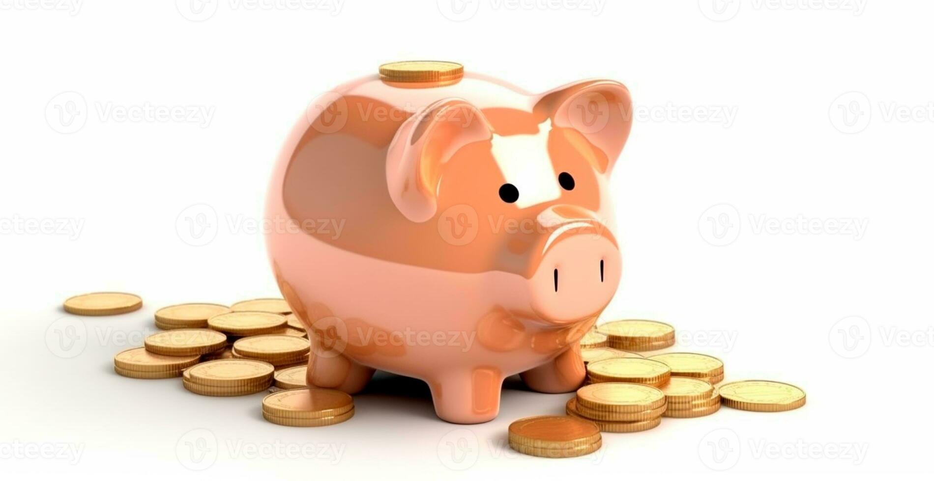 Pink piggy bank, saving money - AI generated image photo