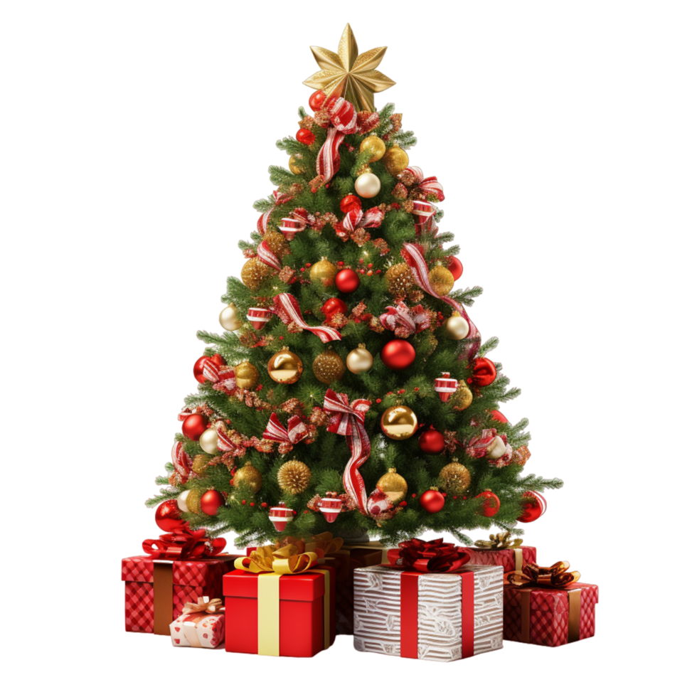 Navidad árbol con regalos ai generativo png