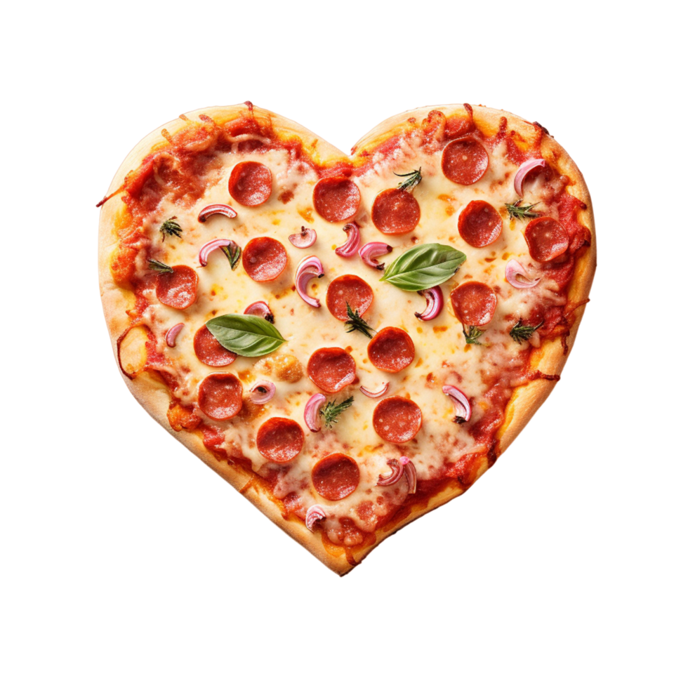 Pizza dans cœur forme ai génératif png