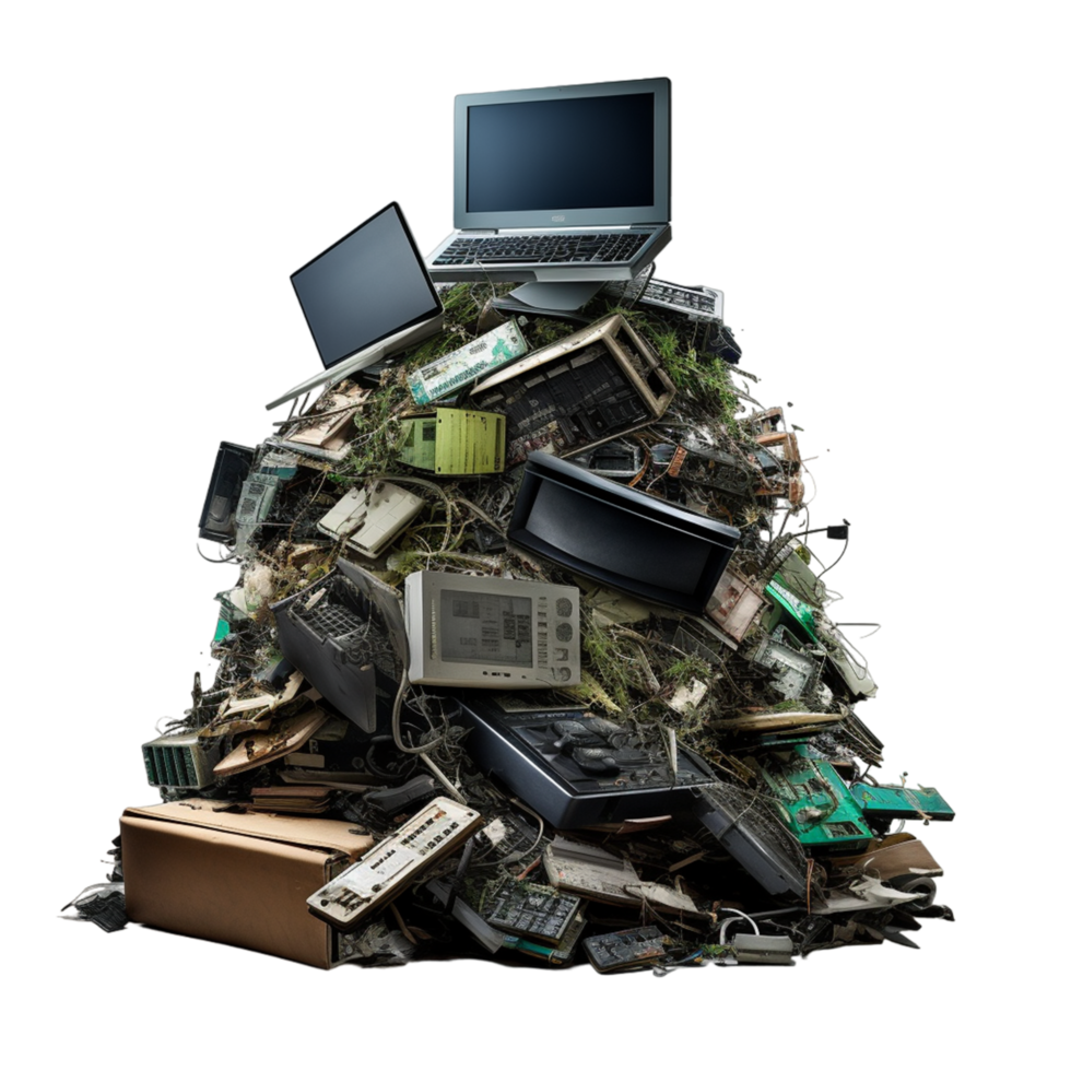 Electronic waste ready for recycling Ai Generative png