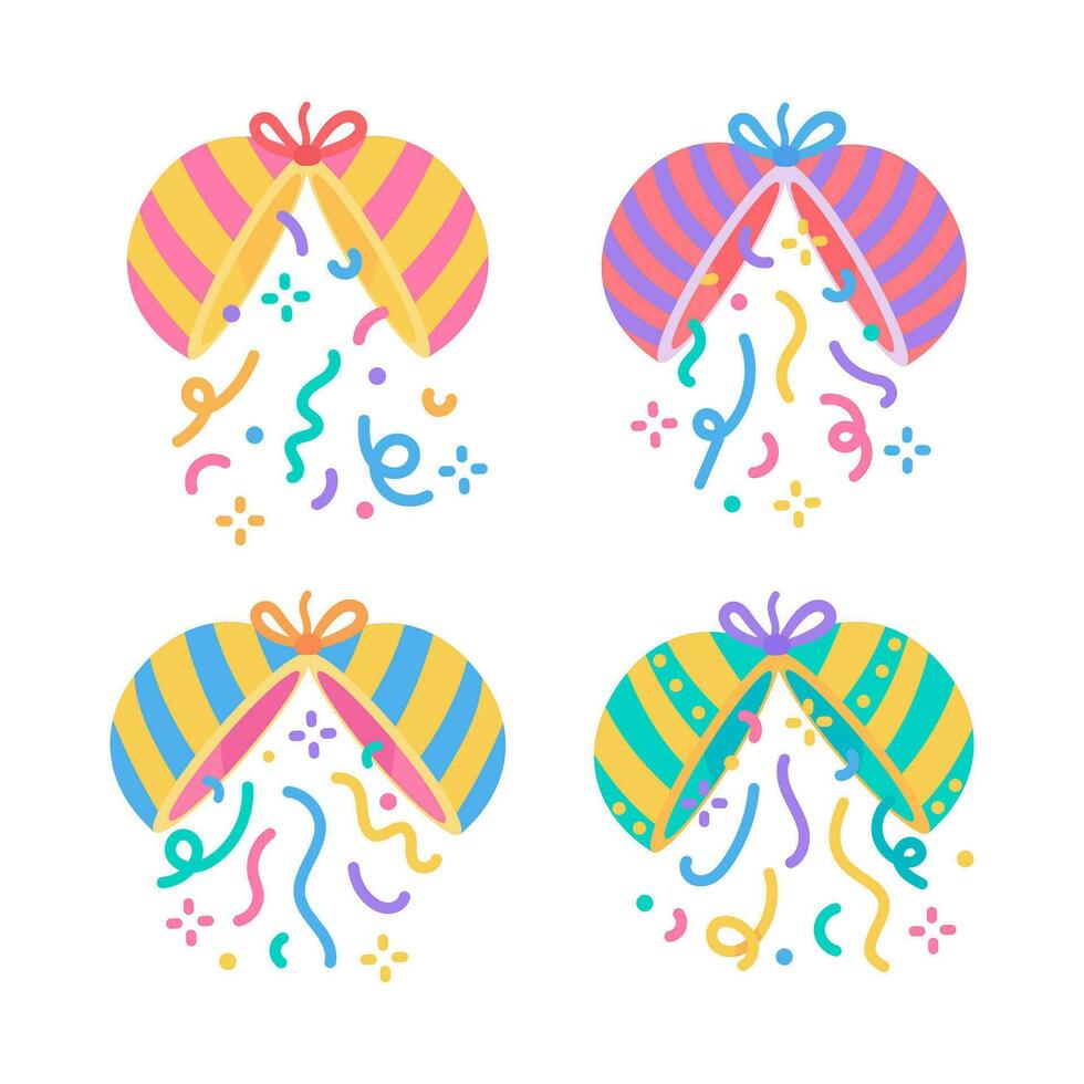 paper balls at parties with confetti exploding as a birthday surprise vector