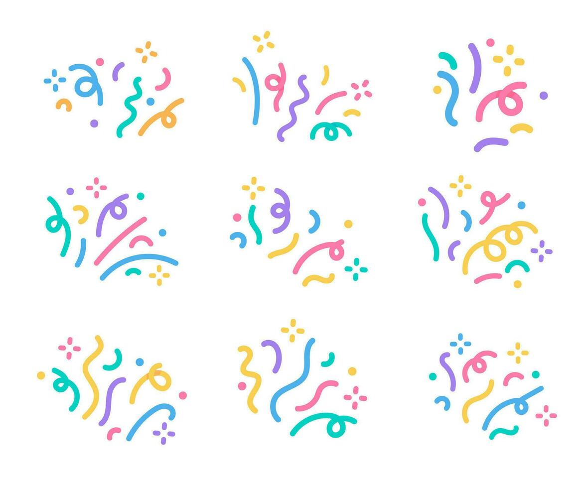 colorful confetti that shoots out from the party base for birthday surprise vector