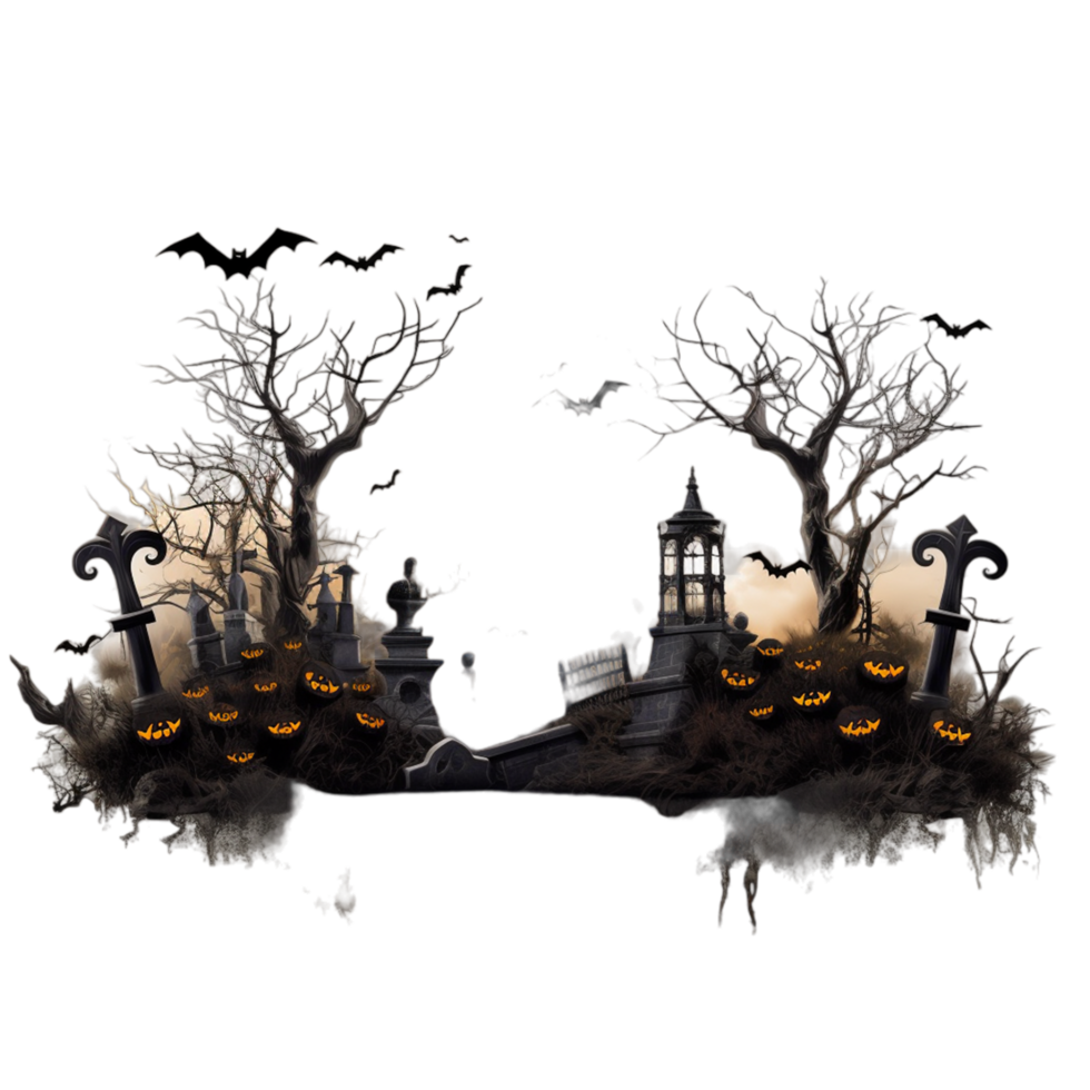 Halloween Pumpkin Lantern Castle Cartoon Ai Generative png