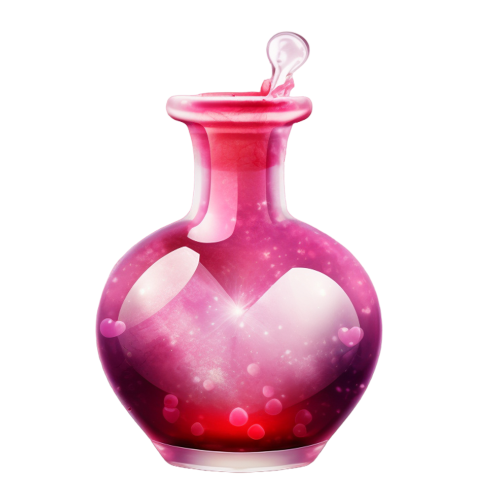 rosa potions i en flaska ai generativ png