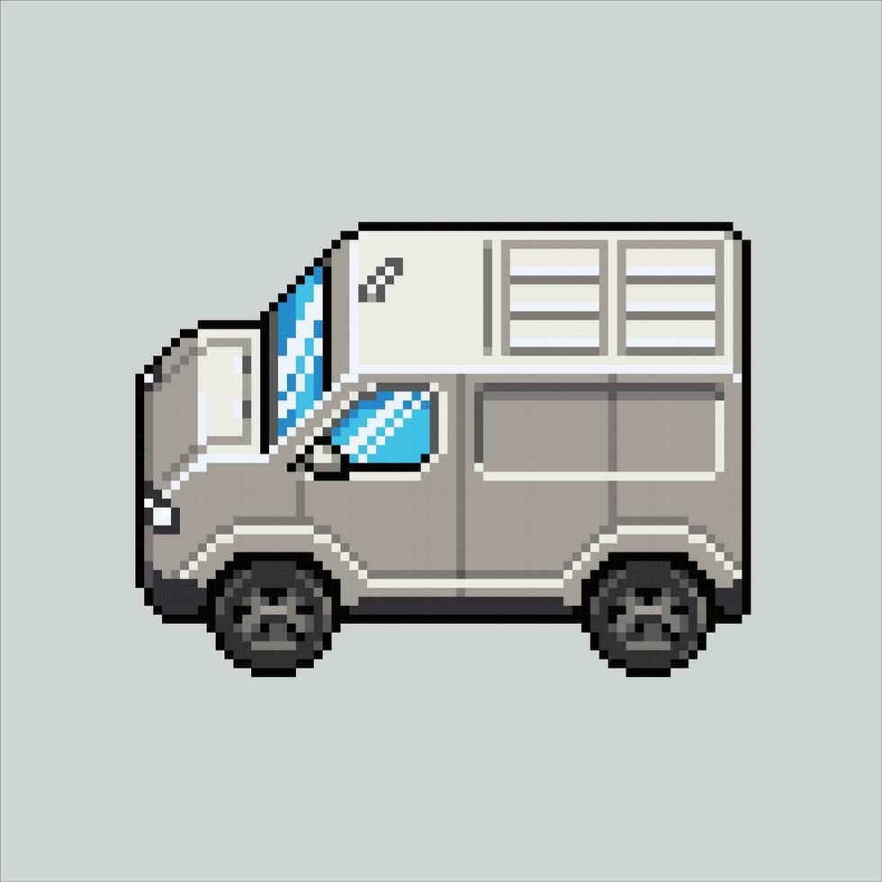 Pixel art illustration Van. Pixelated Van. Van Vehicle pixelated for the pixel art game and icon for website and video game. old school retro. vector
