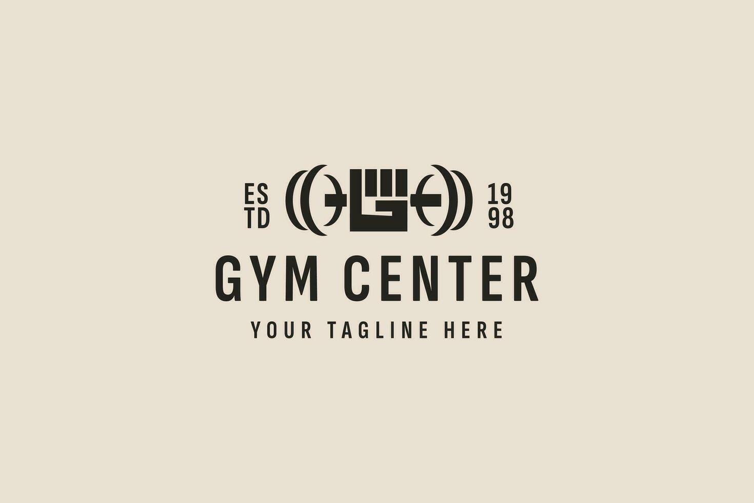 Clásico estilo gimnasio centrar logo vector icono ilustración