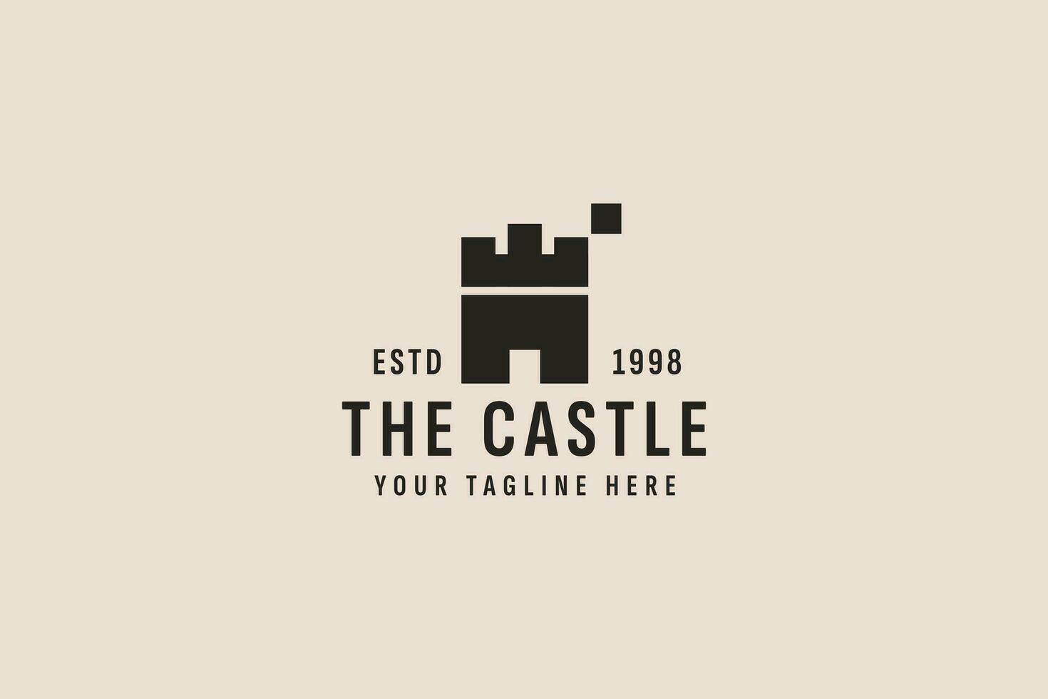vintage style castle logo vector icon illustration