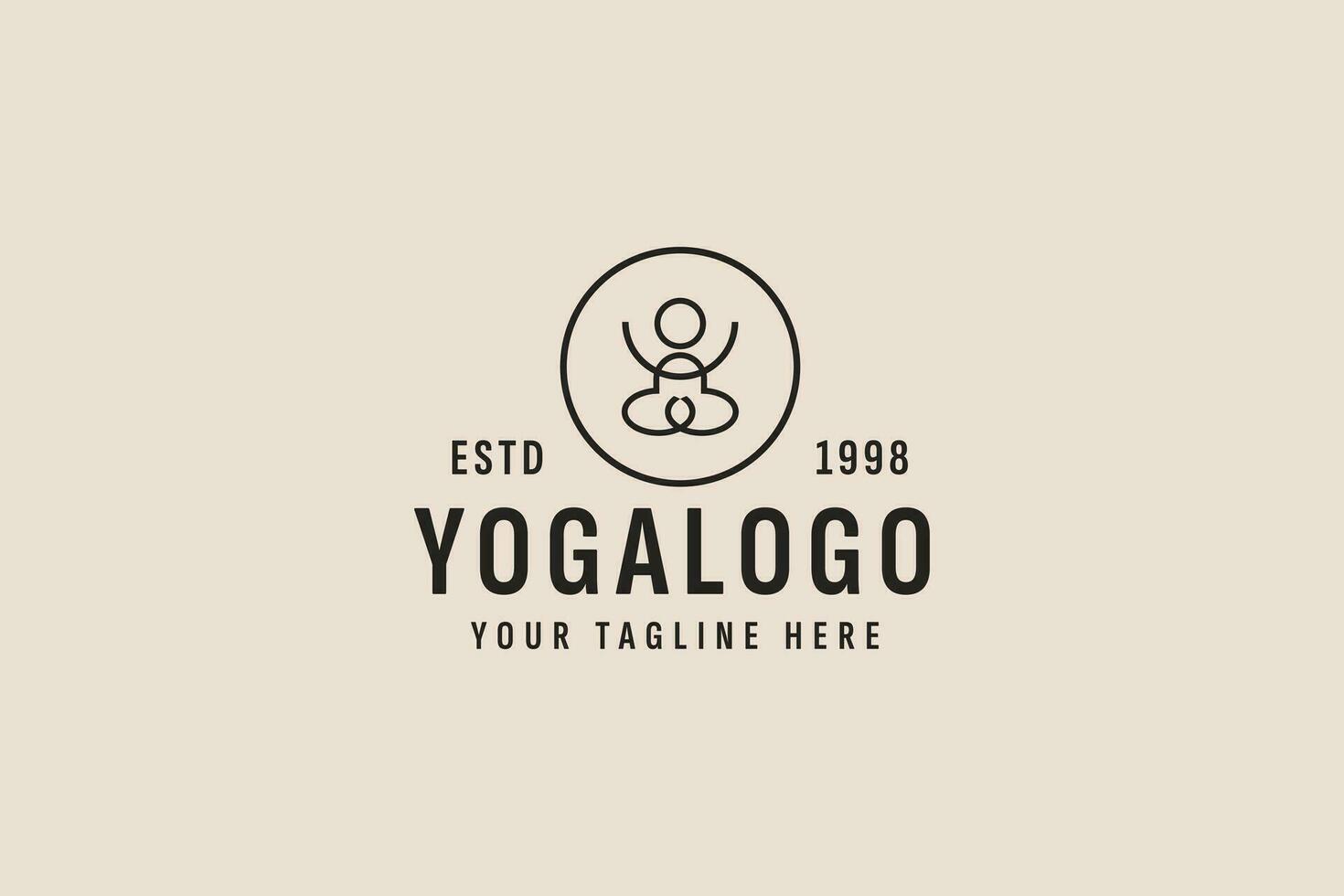 vintage style yoga logo vector icon illustration