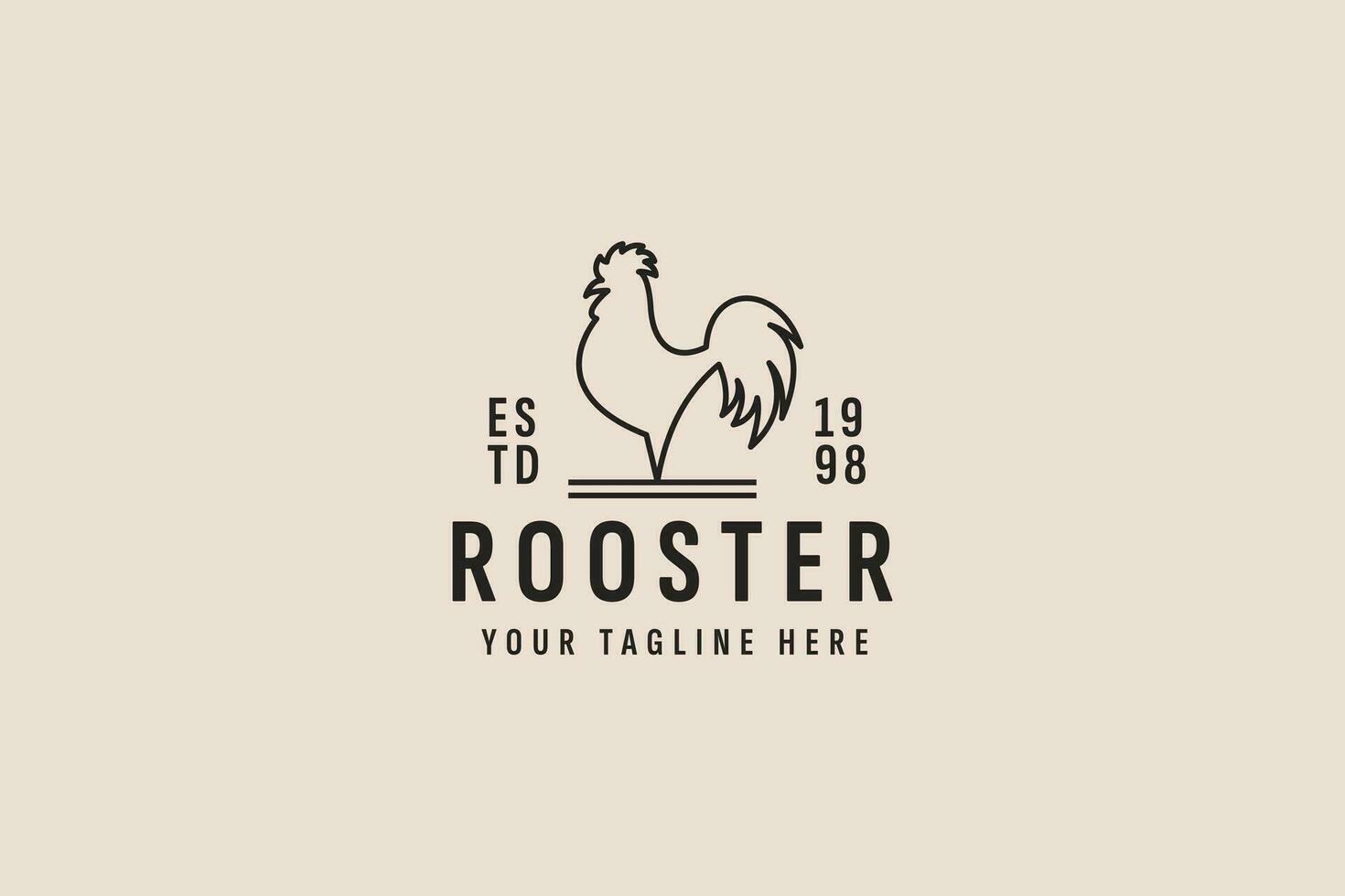 vintage style rooster logo vector icon illustration