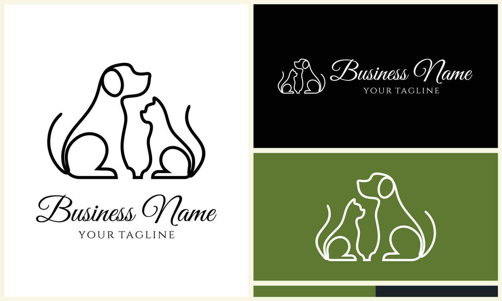 one line dog and cat vector