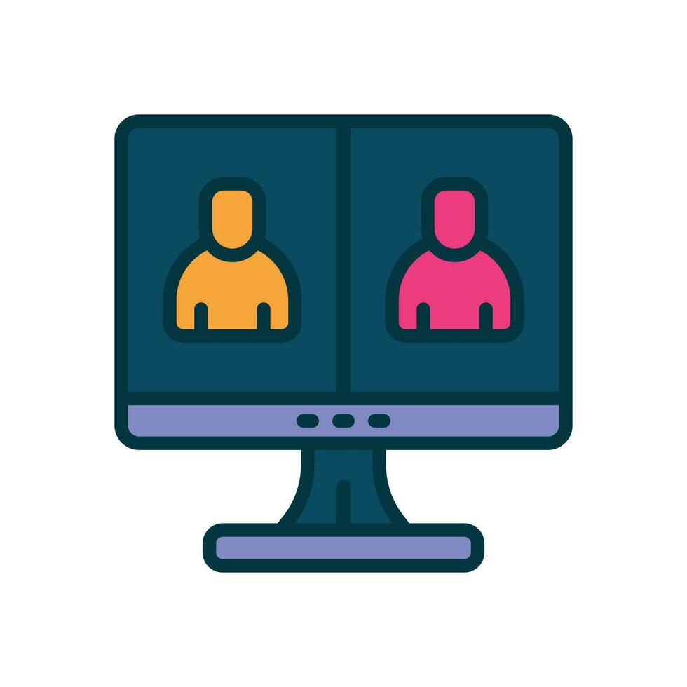 online interview fille color icon. vector icon for your website, mobile, presentation, and logo design.