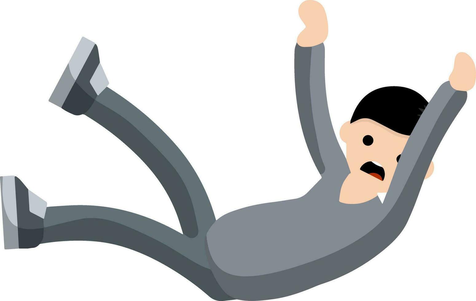 Screaming man falls from height. horror and fear of heights - phobia Acrophobia. Cartoon flat illustration. Drop young guy vector