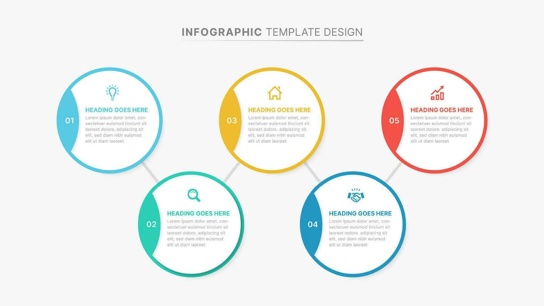Circle Process Workflow Diagram Infographic Template with 5 Steps vector