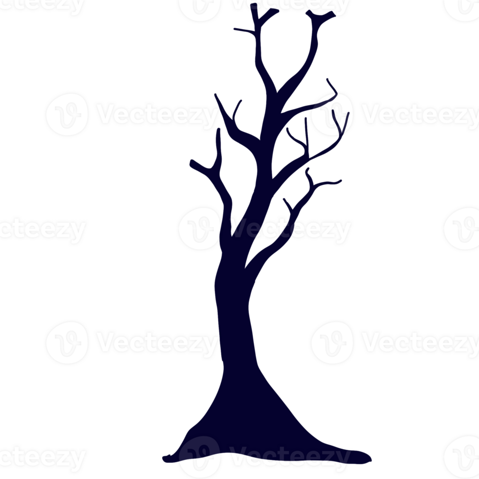 Black tree on Halloween night png