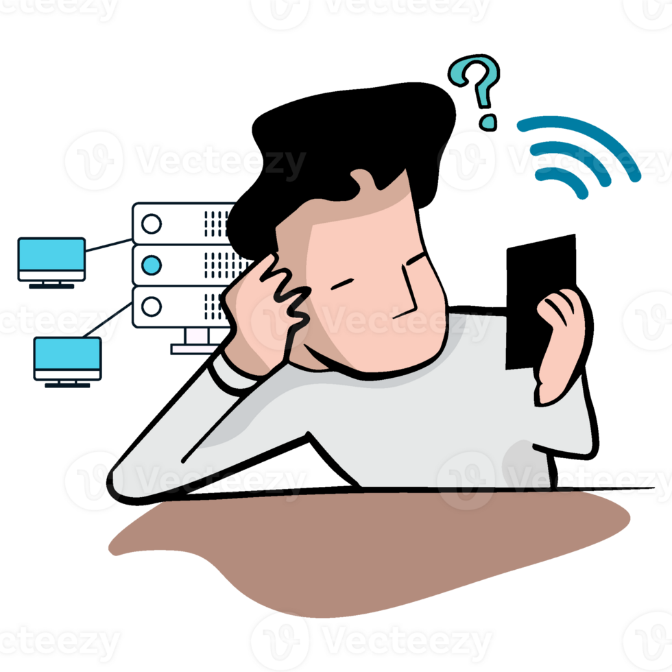 man working development operation with computer smart phone and pad png