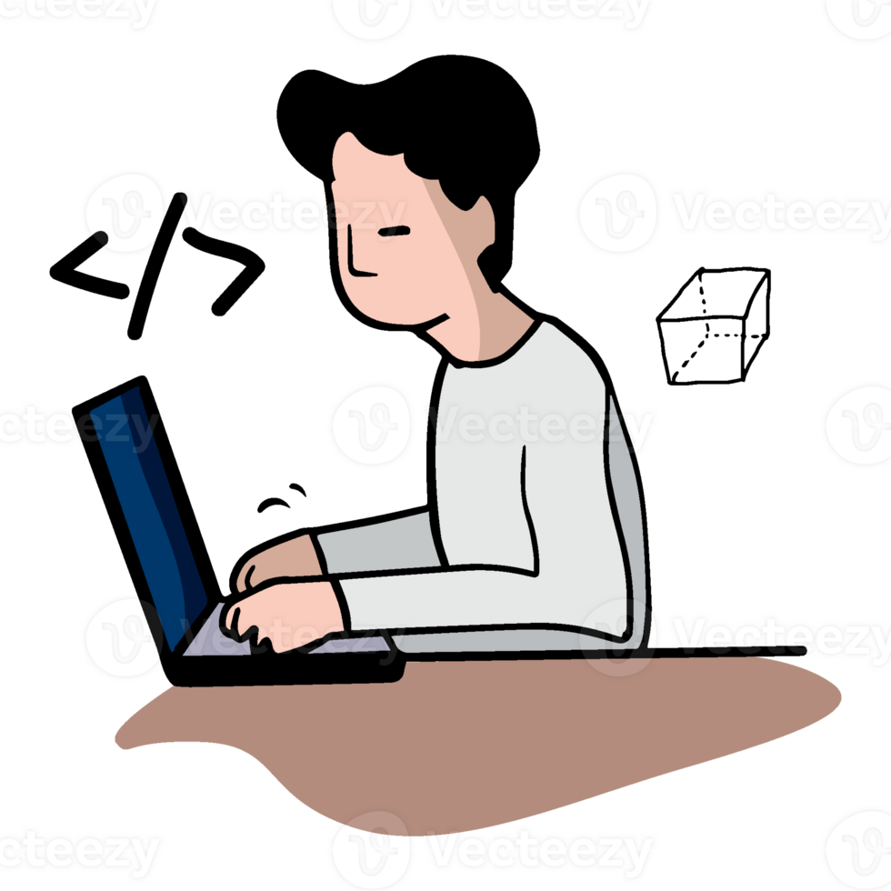 man working development operation with computer smart phone and pad png