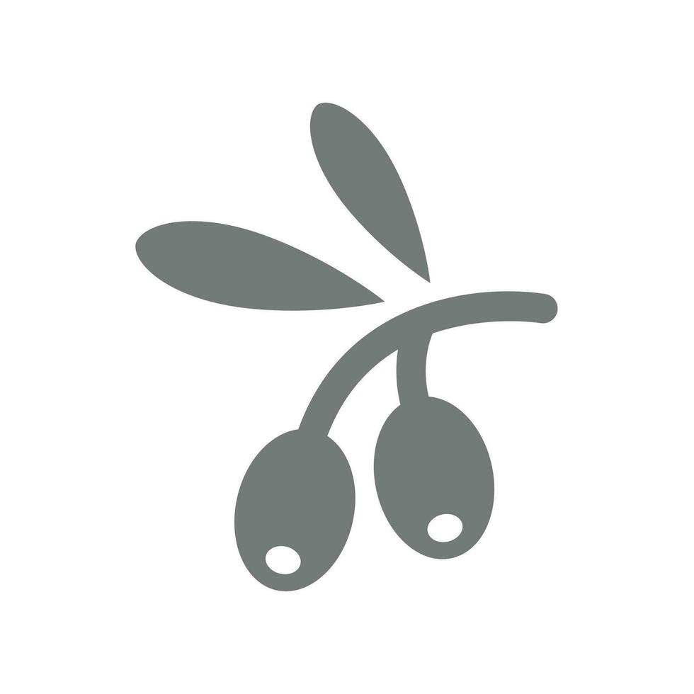 Olives branch with leaves vector icon. Olive oil symbol.