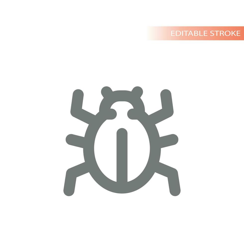 Bug or beetle simple line icon. Scarab, insect or computer virus symbol. vector