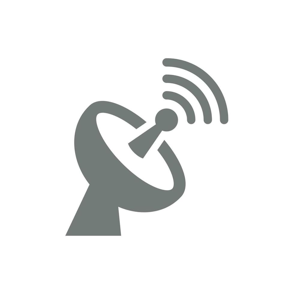 Satellite dish with signal transmission icon. Antenna, transmitter vector. vector