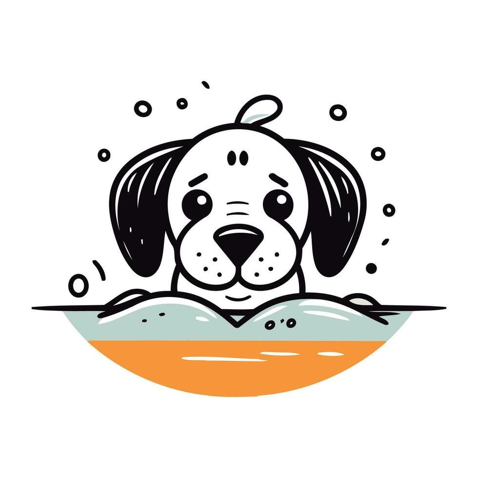 linda dibujos animados perro echar un vistazo fuera de el agua. vector ilustración.