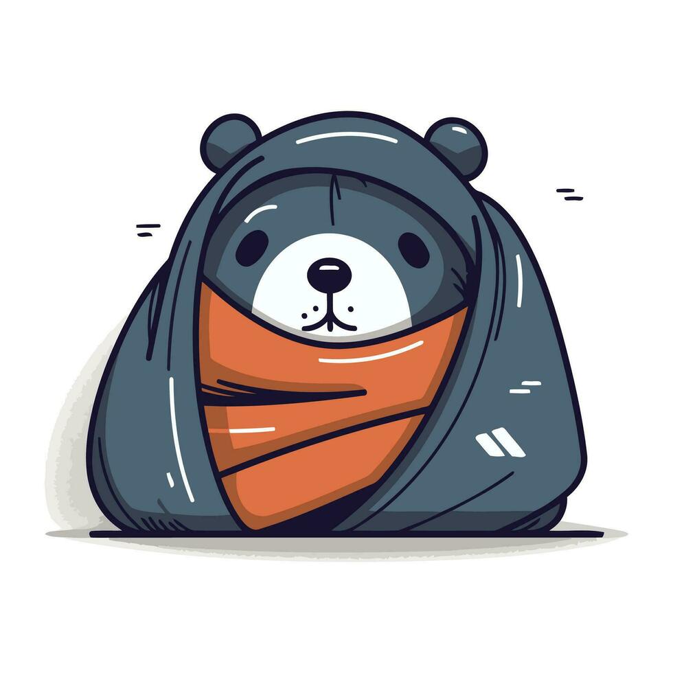 Cute bear with bandage on his head. Vector illustration.