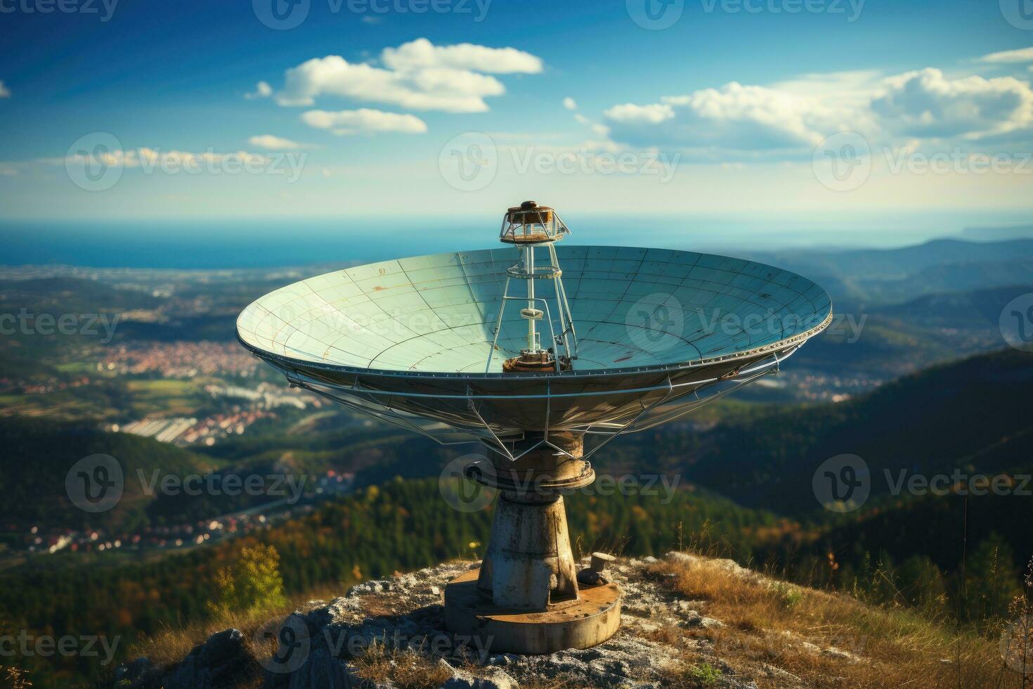 satellite dish facing the sky AI Generated photo