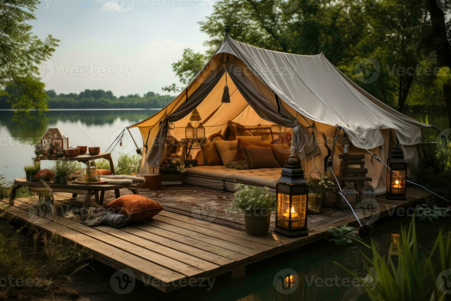 luxury retail camping tent mind training glamping professional advertising photography AI Generated photo