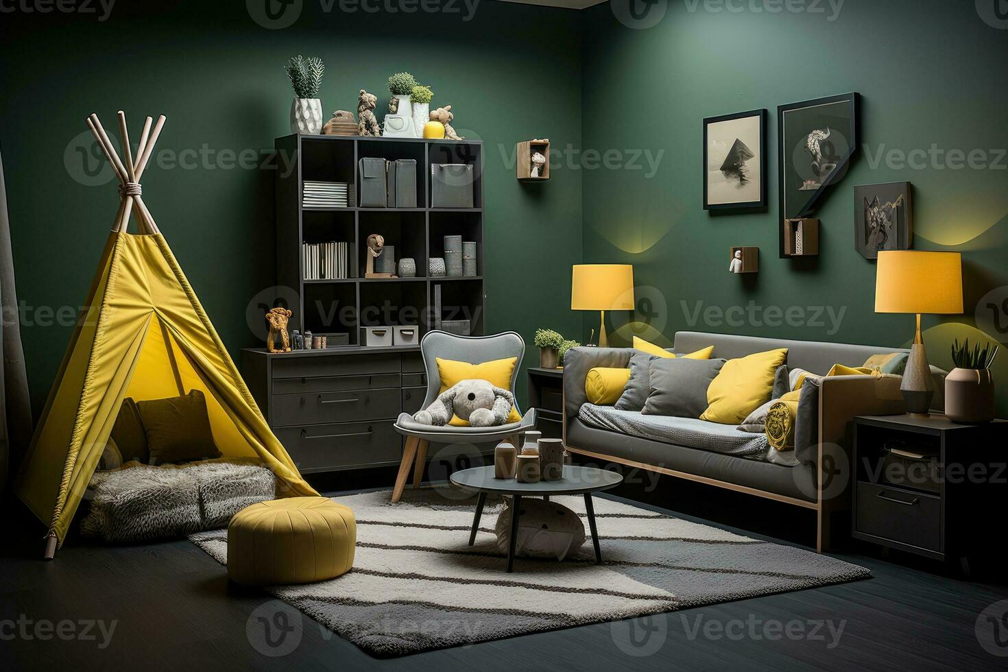 nursery room in kids room at home day view professional advertising photography AI Generative photo