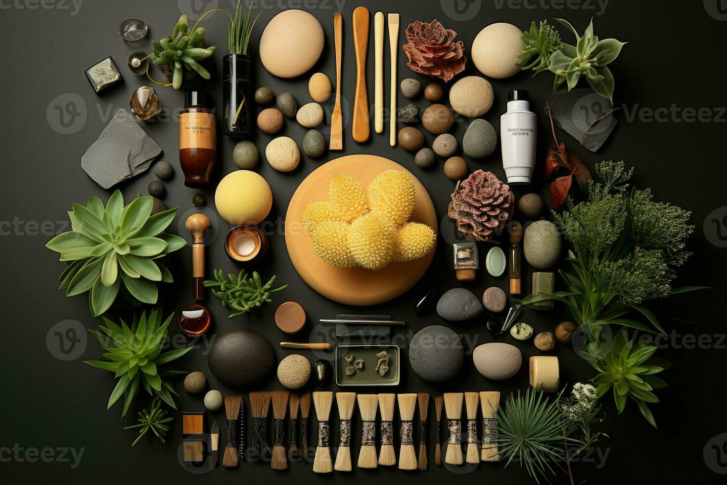 knolling skincare tool flat lay AI Generated photo