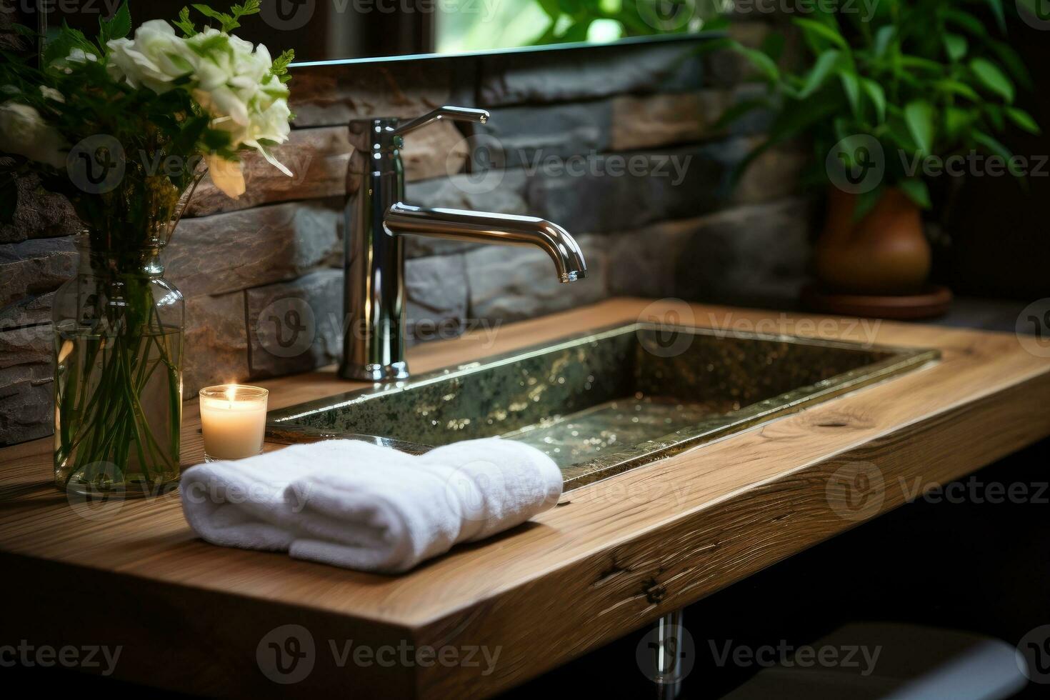 stock photo of inside home view sink AI Generated