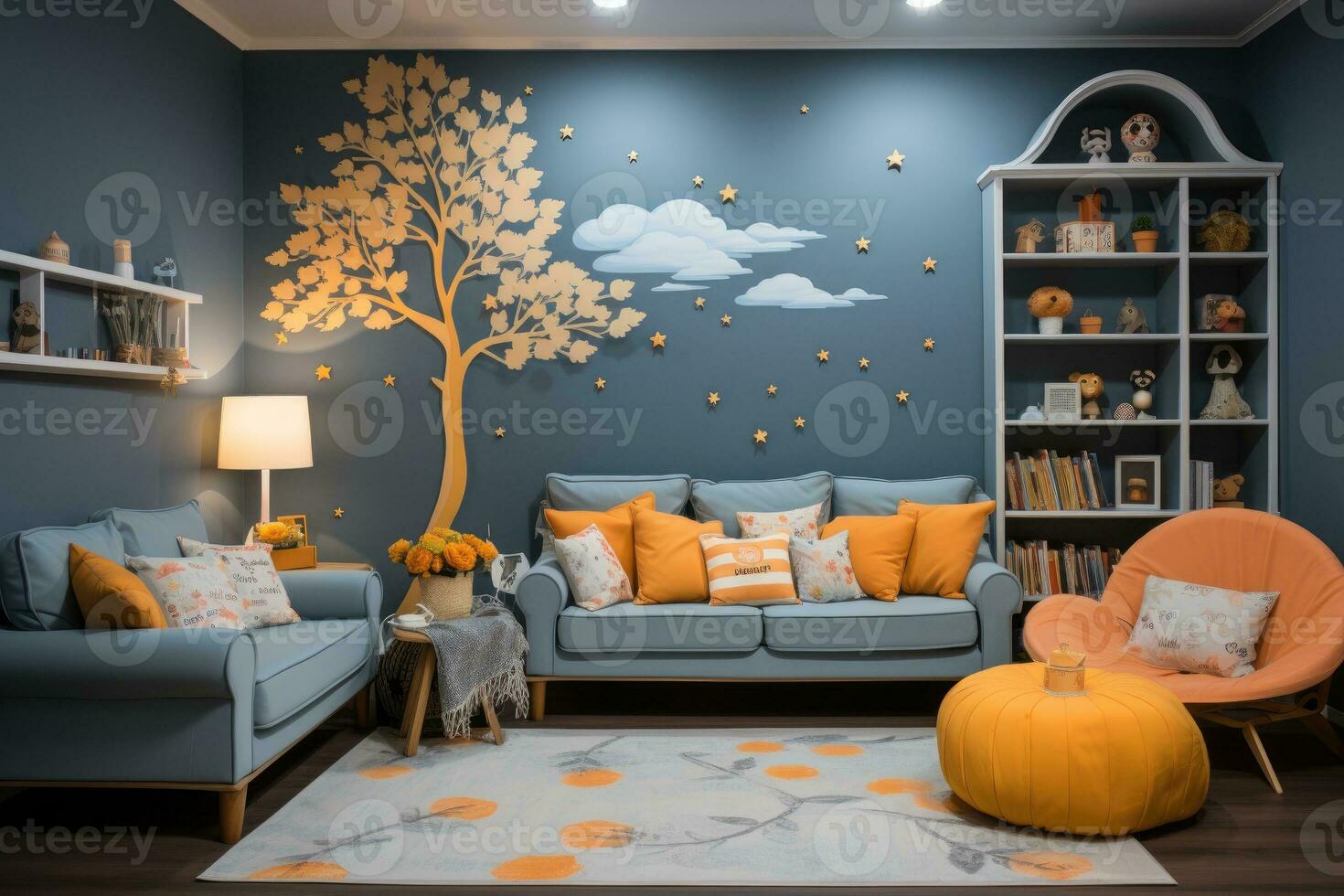 nursery room in kids room at home day view professional advertising photography AI Generative photo