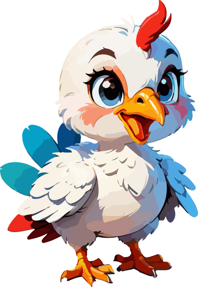 Cute Turkey Chicken Cartoon Illustration AI Generative png